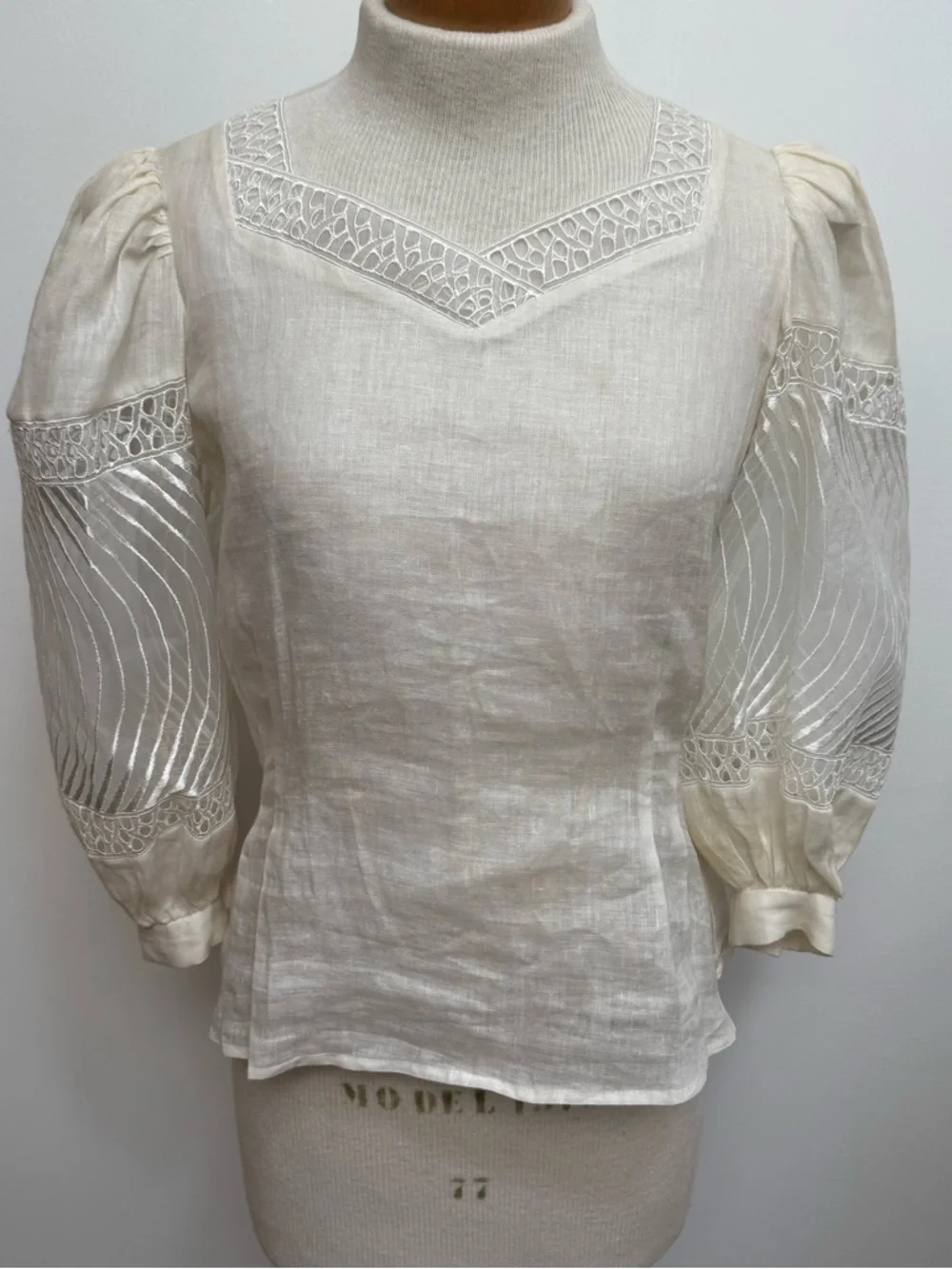 Vintage Cloak Of Many Colors Liberty Lucrezia Linen Blouse Top Size 6 Sheer Vict - Picture 2 of 13